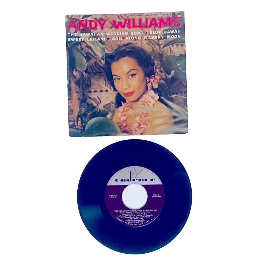 Vintage 1958 Andy Williams HAWAIIAN WEDDING SONG, Ke Kali Nei Au 45 Vinyl Record